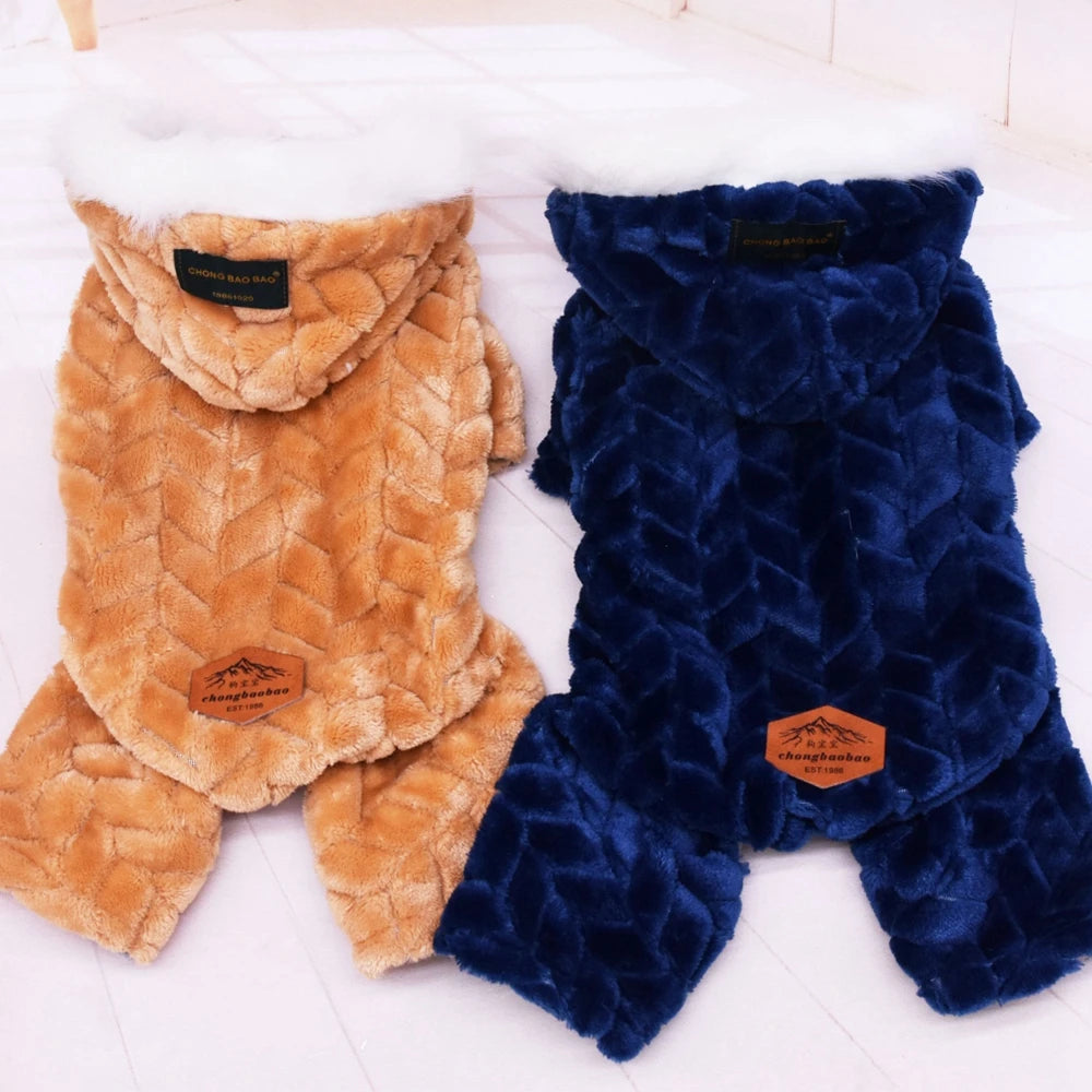 Winter Warm Thicken Dog Jumpsuits Pet Puppy With Hoodie Jacket Coat