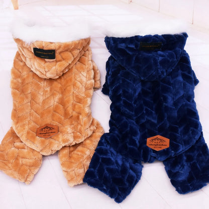 Winter Warm Thicken Dog Jumpsuits Pet Puppy With Hoodie Jacket Coat
