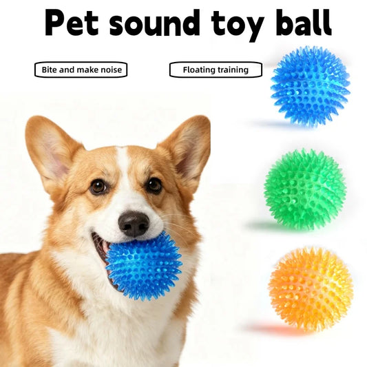 Pet Squeaky Thorn Ball Toy TPR Polka Dot Sounding