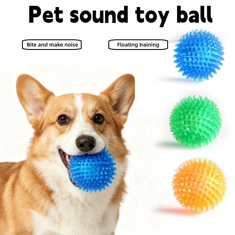 Pet Squeaky Thorn Ball Toy TPR Polka Dot Sounding