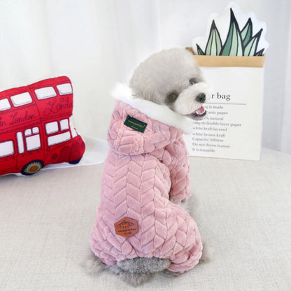Winter Warm Thicken Dog Jumpsuits Pet Puppy With Hoodie Jacket Coat