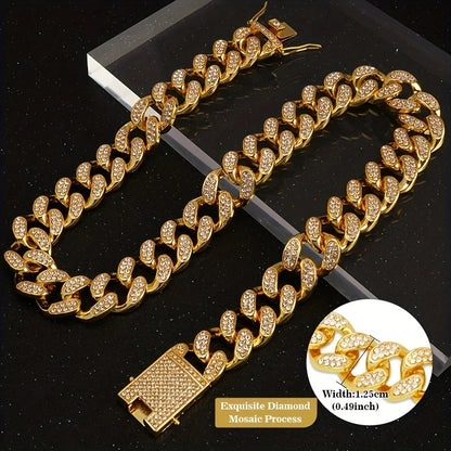 Pet Dog Collar Cat Cuban Chain Diamond Walking Metal Chain Collar