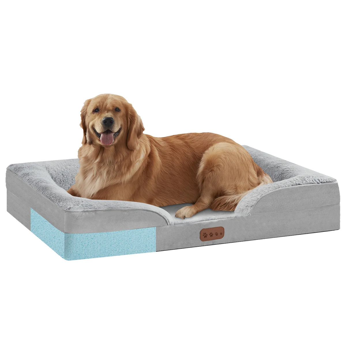 Orthopedic Memory Sponge Dog Bed with Universal C-Type Armrest