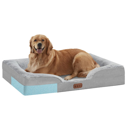 Orthopedic Memory Sponge Dog Bed with Universal C-Type Armrest