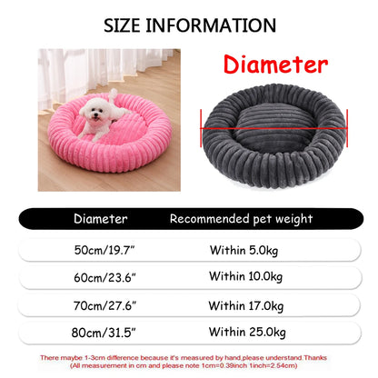 Comfortable Round Small Cat Bed Stripe Large Dog Sofa Kennel Elastic