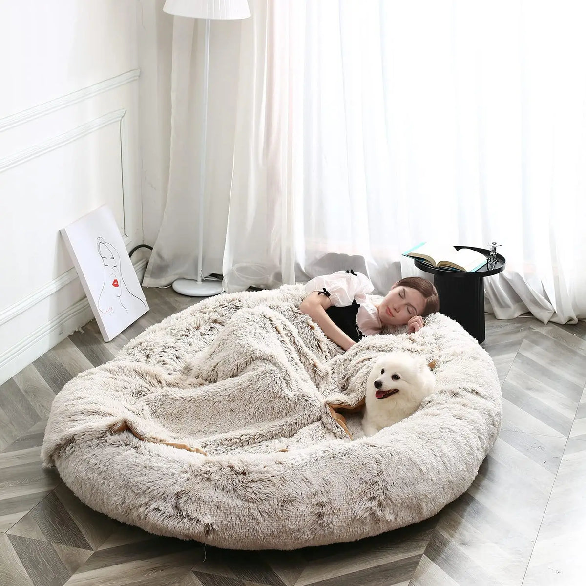 Human Dog Bed, Washable Faux Fur Dog Bed
