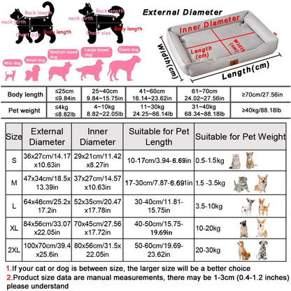 Four Season Square Dog Bed for Large Dog Mattress Bite-resistant