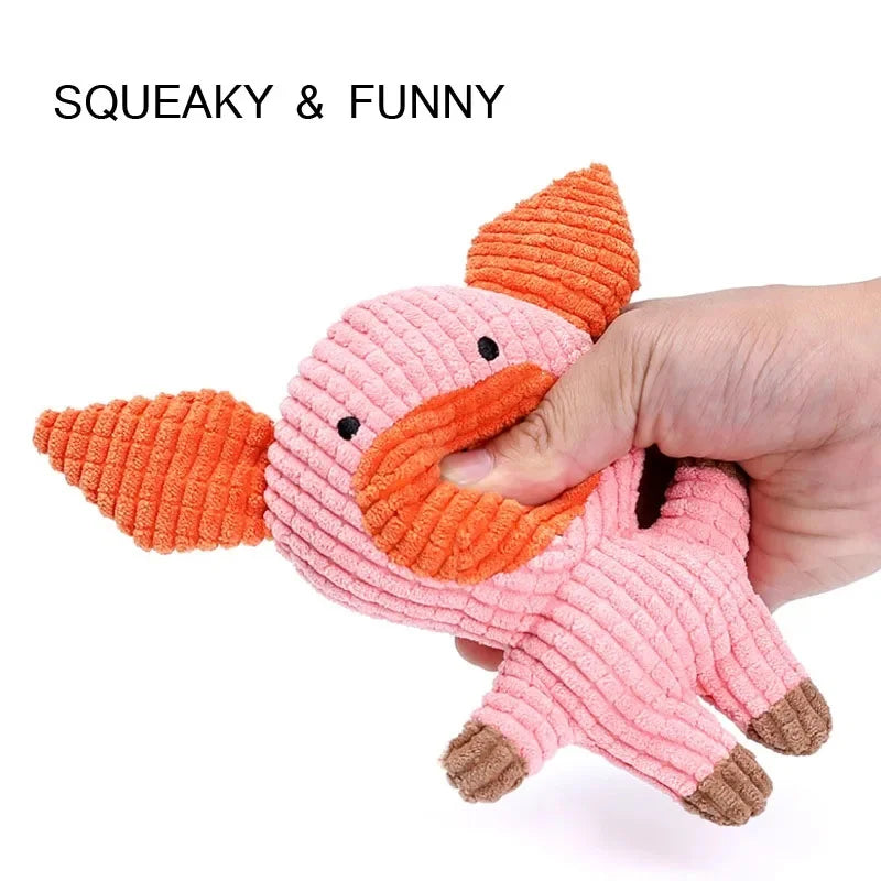 Cute Pig Shape Pet Dog Toys Corduroy Plush Squeaky