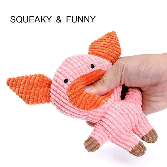 Cute Pig Shape Pet Dog Toys Corduroy Plush Squeaky