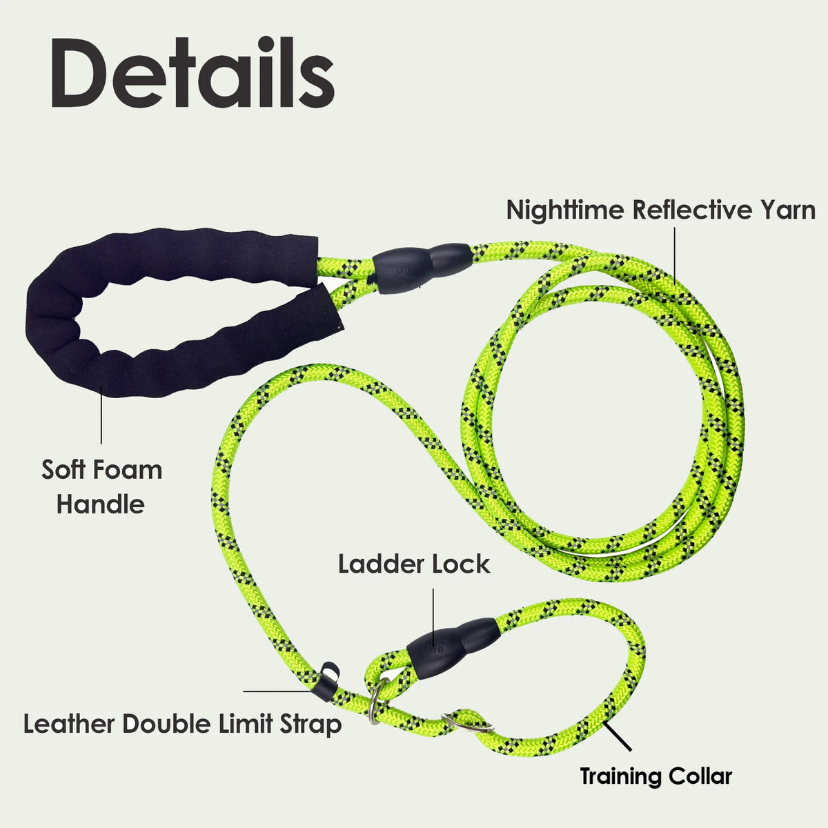 Slip Rope Dog Leash Training 1.7M Adjustable Loop Collar