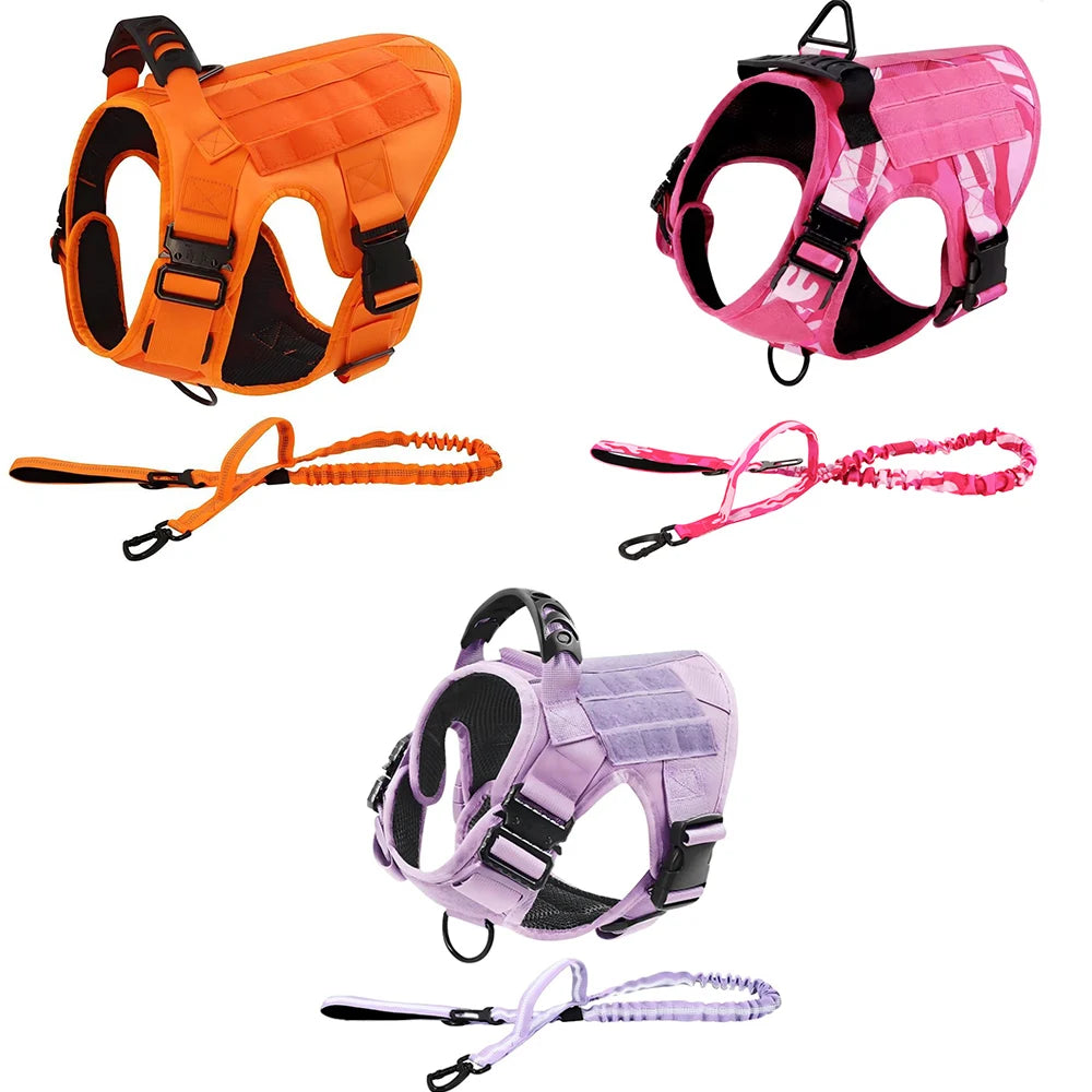 Tactical Dog Harness and Leash Set No Pull Adjustable Military Dog