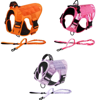Tactical Dog Harness and Leash Set No Pull Adjustable Military Dog