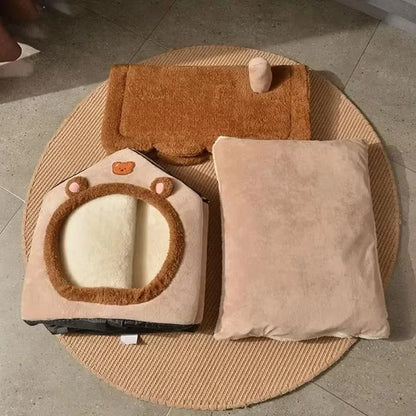 Foldable Pet House Removable Washable Cave Sofa Pet Bed