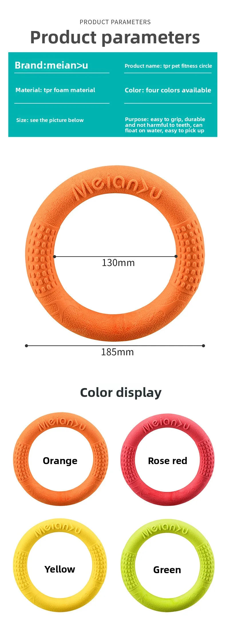 Bite-Resistant Soft Pull-Ring Frisbee Dog Training