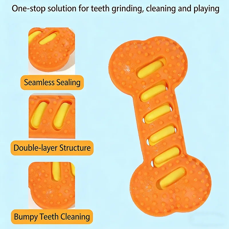 Pet Dog Squeaky Chew Toys Durable Rubber Bone Interactive