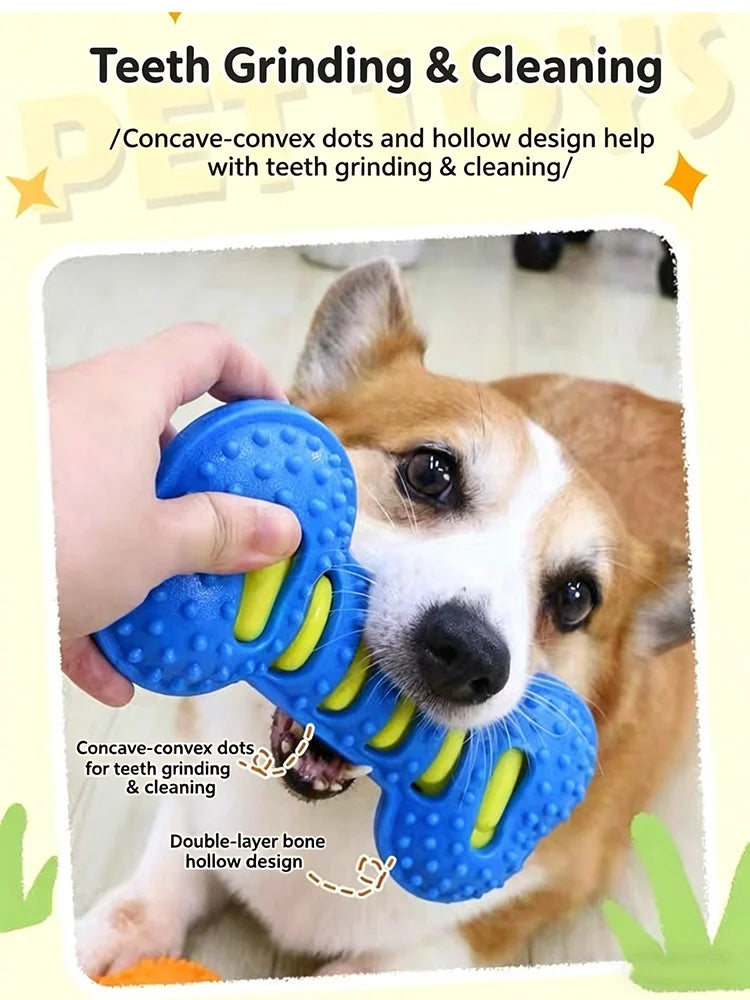 Pet Dog Squeaky Chew Toys Durable Rubber Bone Interactive