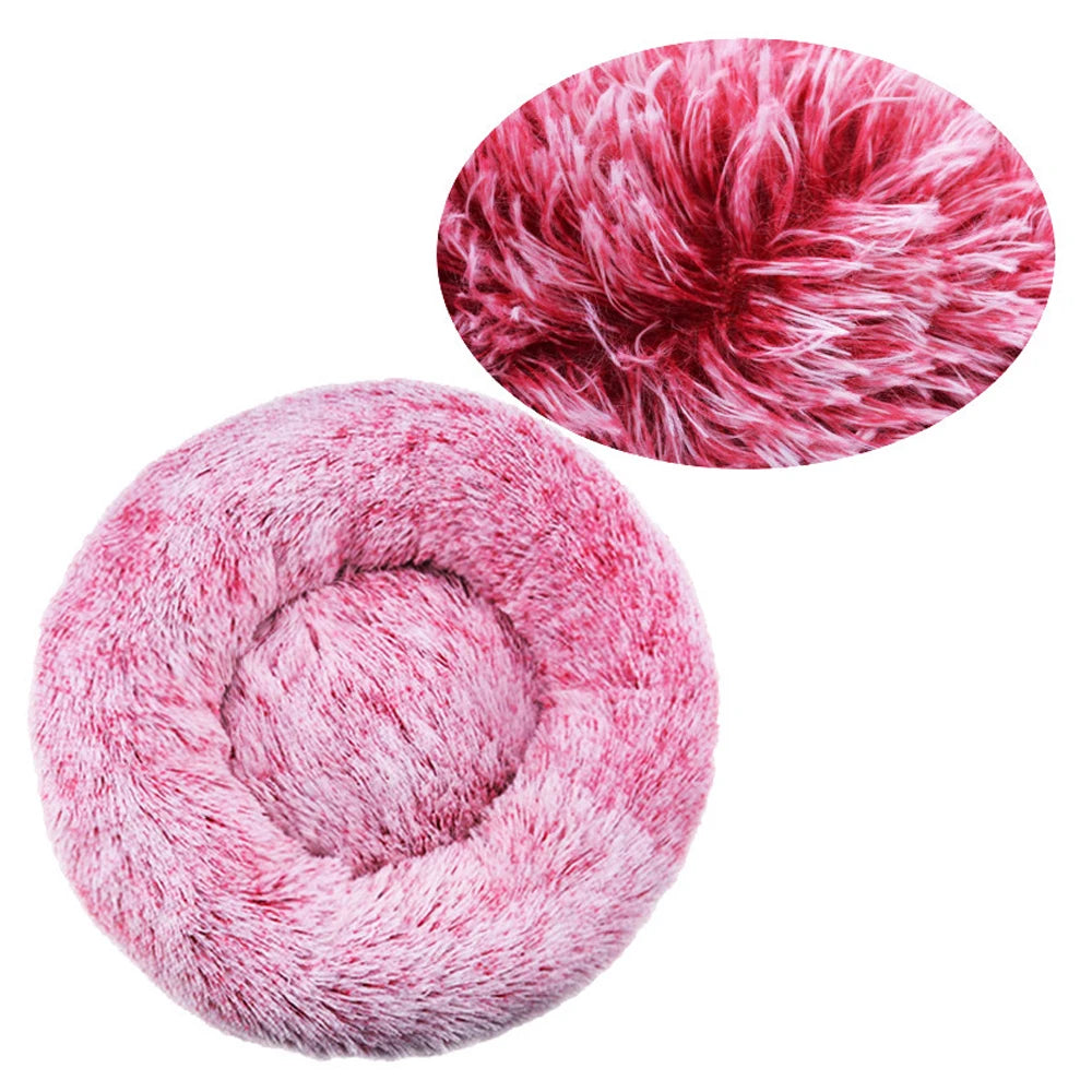 Round Dog Bed Winter Warm Cat Bed Plush Basket for Dog