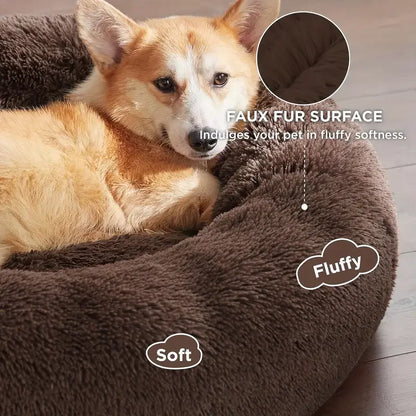 Round Dog Bed Winter Warm Cat Bed Plush Basket for Dog