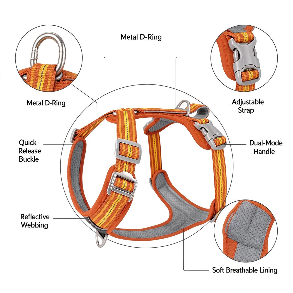 Dog Harness Car Safety Vehicle Seat Belt with Dual Handle