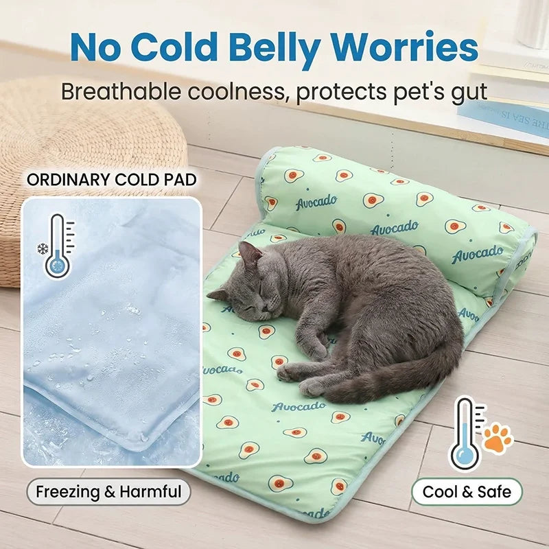 Summer Pet Ice Pad Cooling Mat Ice Silk Cushion Non Slip Washable
