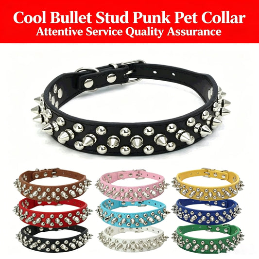 Punk Style Rivet Pet Collar Round Head Anti-bite