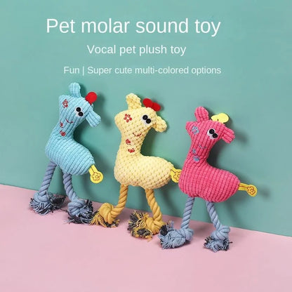 Puppy Kitten Interactive Plush Toy Squeaking Pet Chew Toy