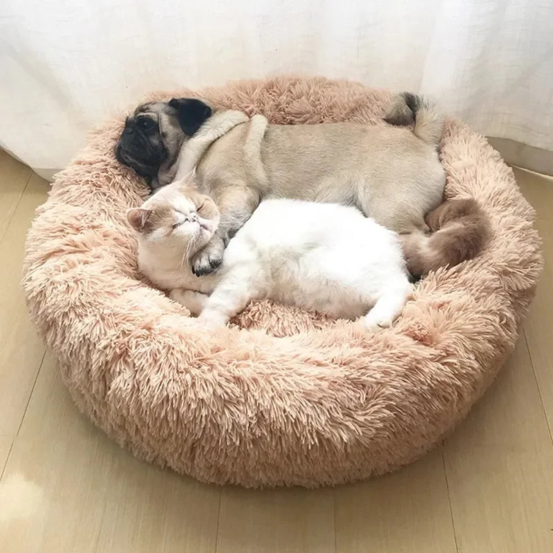 Round Pet Bed for Large Dog Bed Donut Long Plush Cat Bed