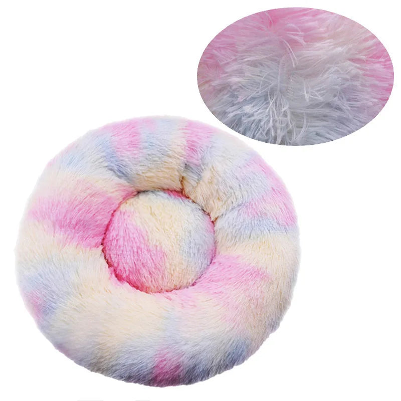 Round Dog Bed Winter Warm Cat Bed Plush Basket for Dog