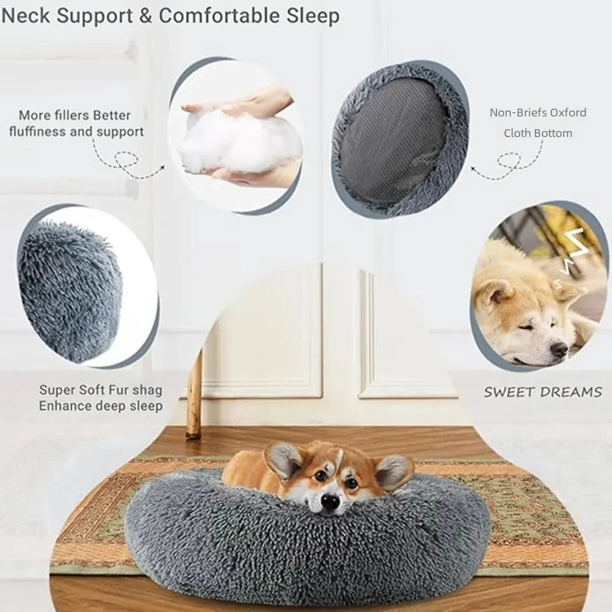 40-90cm 6 Sizes Round Pet Bed for Large Dog Bed Super Soft Cat Bed