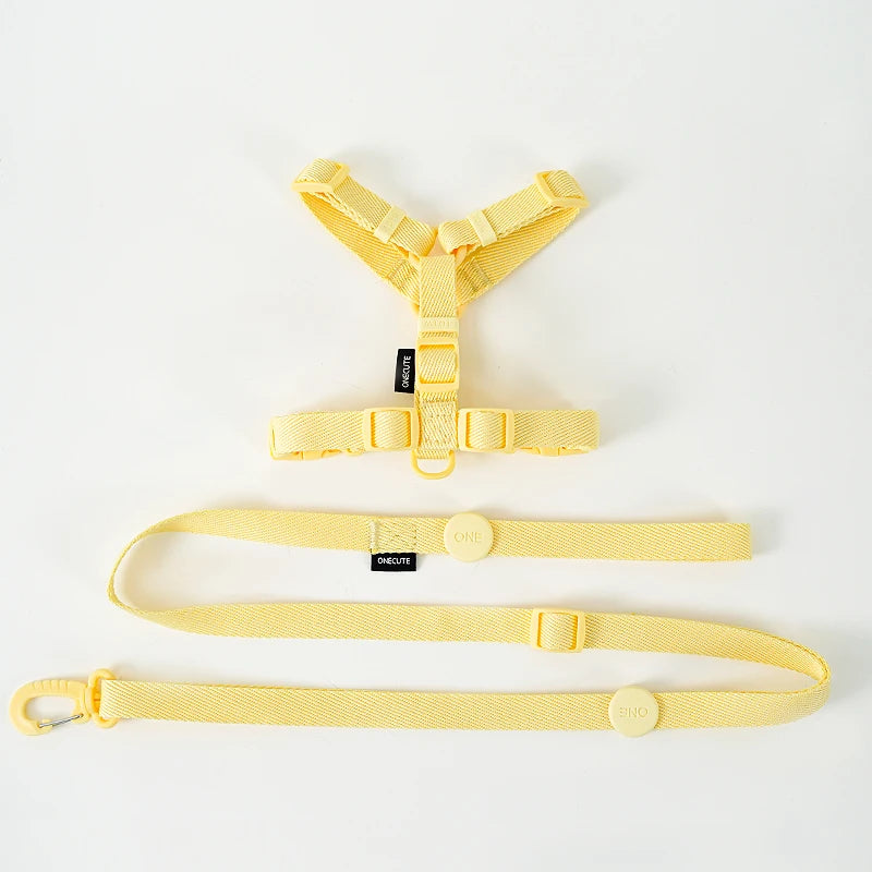 Adjustable Dog Harness Collar Leash Set Macarone Color