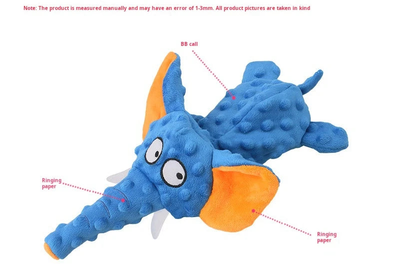 Small Plush Raw Dog Toys Squeak Elephant Shell Durable Toy