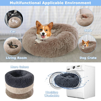 Round Pet Bed for Large Dog Bed Donut Long Plush Cat Bed