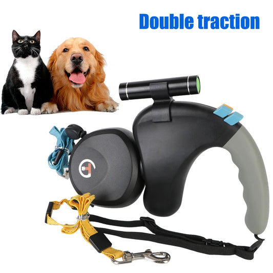 Retractable Double Pet Supplies Rotation Pet Rope