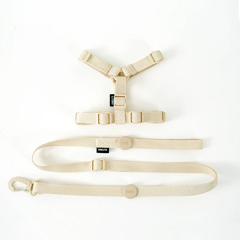 Adjustable Dog Harness Collar Leash Set Macarone Color