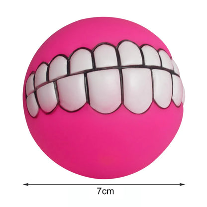 Rubber Dog Teeth Ball Toys Squeaky Cleaning Tooth