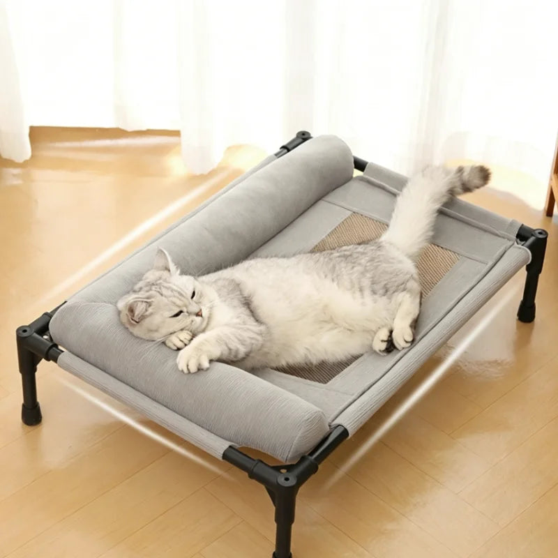 New Cooling Dog Cot Bed with Pillow Breathable Mesh Washable