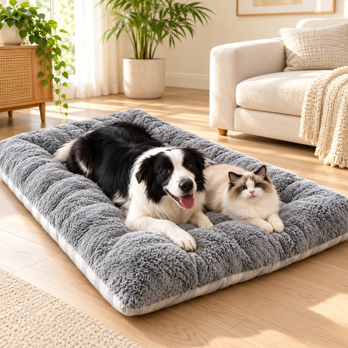 Oversized Plush Dog & Cat Bed, Sofa Crate Pad,