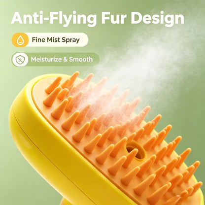 3 in 1 Pet Steam Brush Cat Dog Steamy Spray Massage