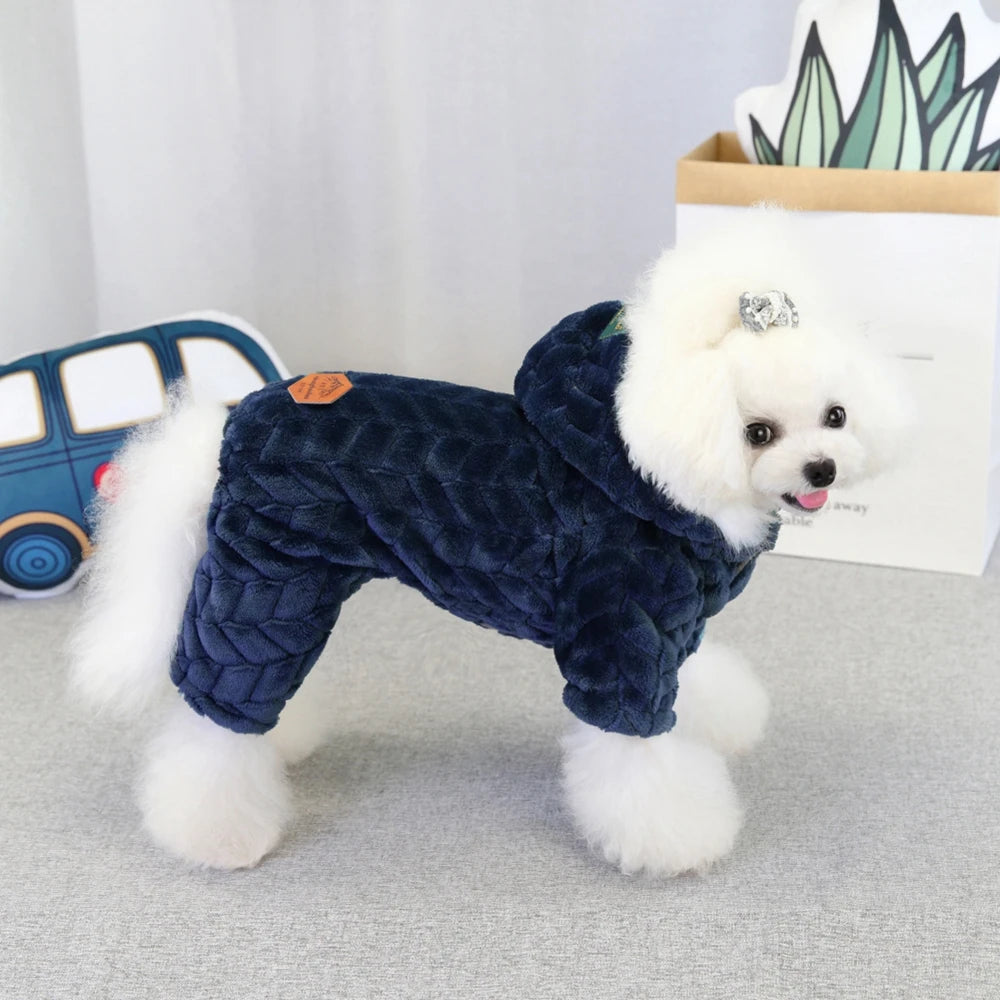 Winter Warm Thicken Dog Jumpsuits Pet Puppy With Hoodie Jacket Coat