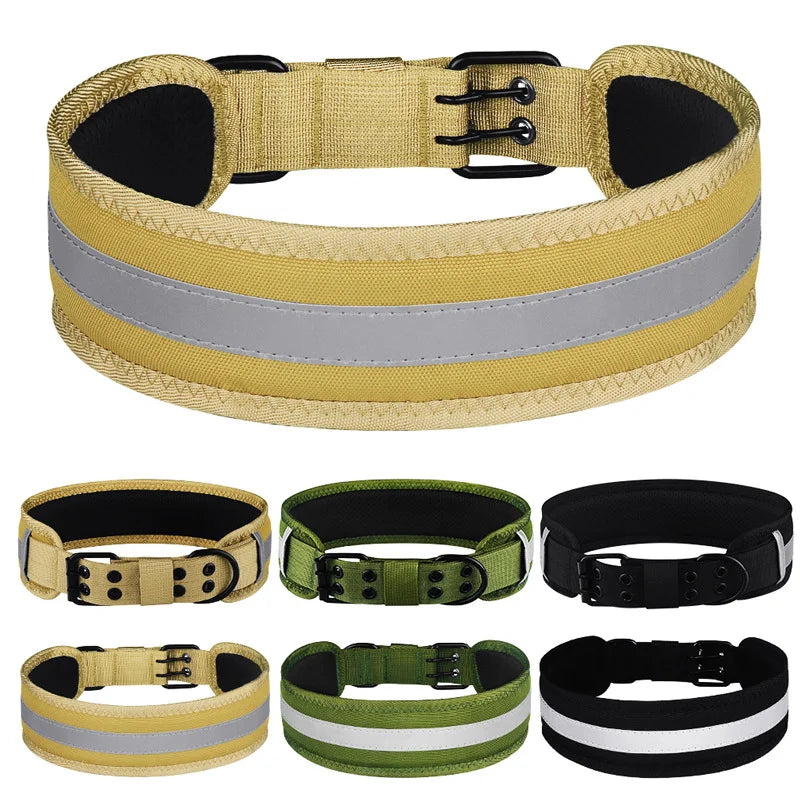 Reflective Solid Color Dog Collar  Polyester Breathable & Comfortable