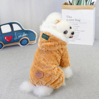 Winter Warm Thicken Dog Jumpsuits Pet Puppy With Hoodie Jacket Coat