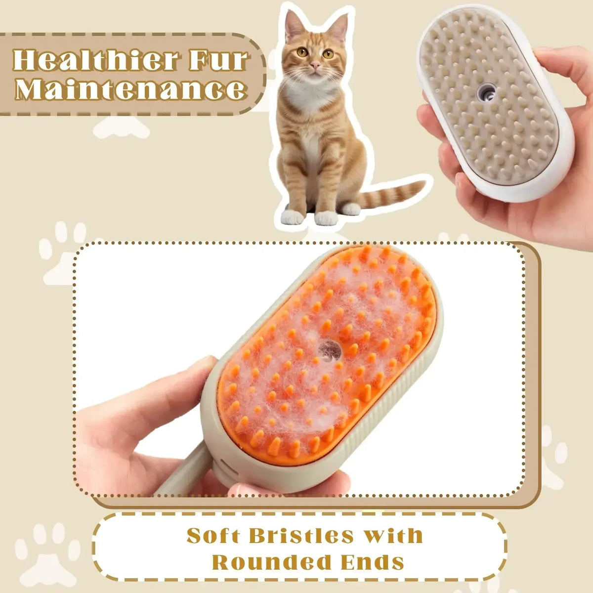 3 in 1 Pet Steam Brush Cat Dog Steamy Spray Massage