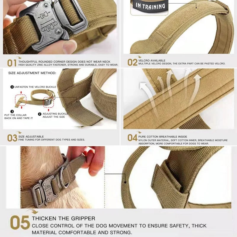 Outdoor Tactical Dog Collar Metal Buckle Collar for Dog Pet