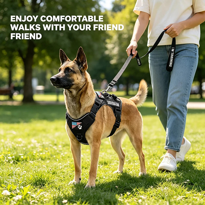 Reflective Dog Harness Vest Adjustable Soft Oxford Inner Mesh
