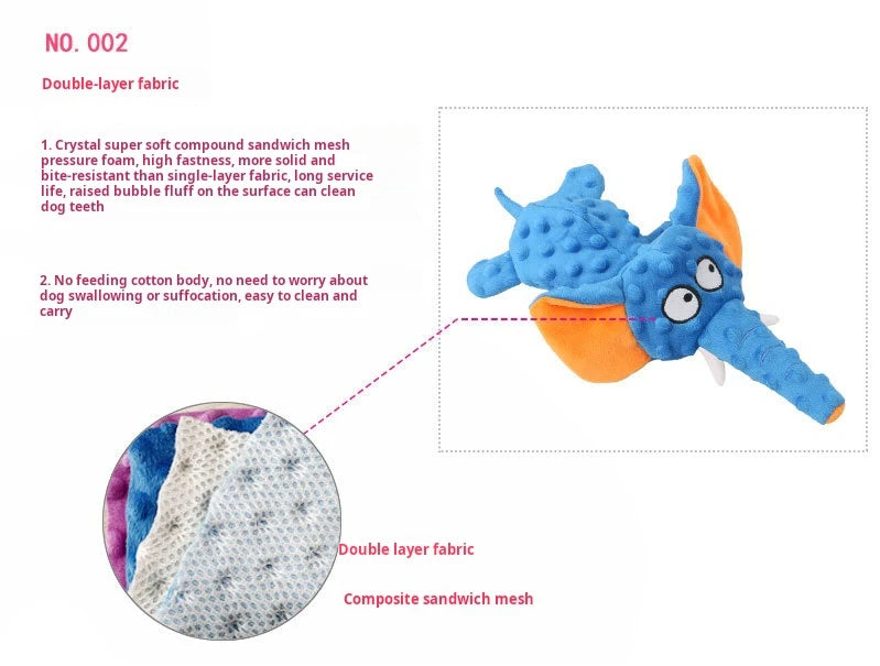 Small Plush Raw Dog Toys Squeak Elephant Shell Durable Toy