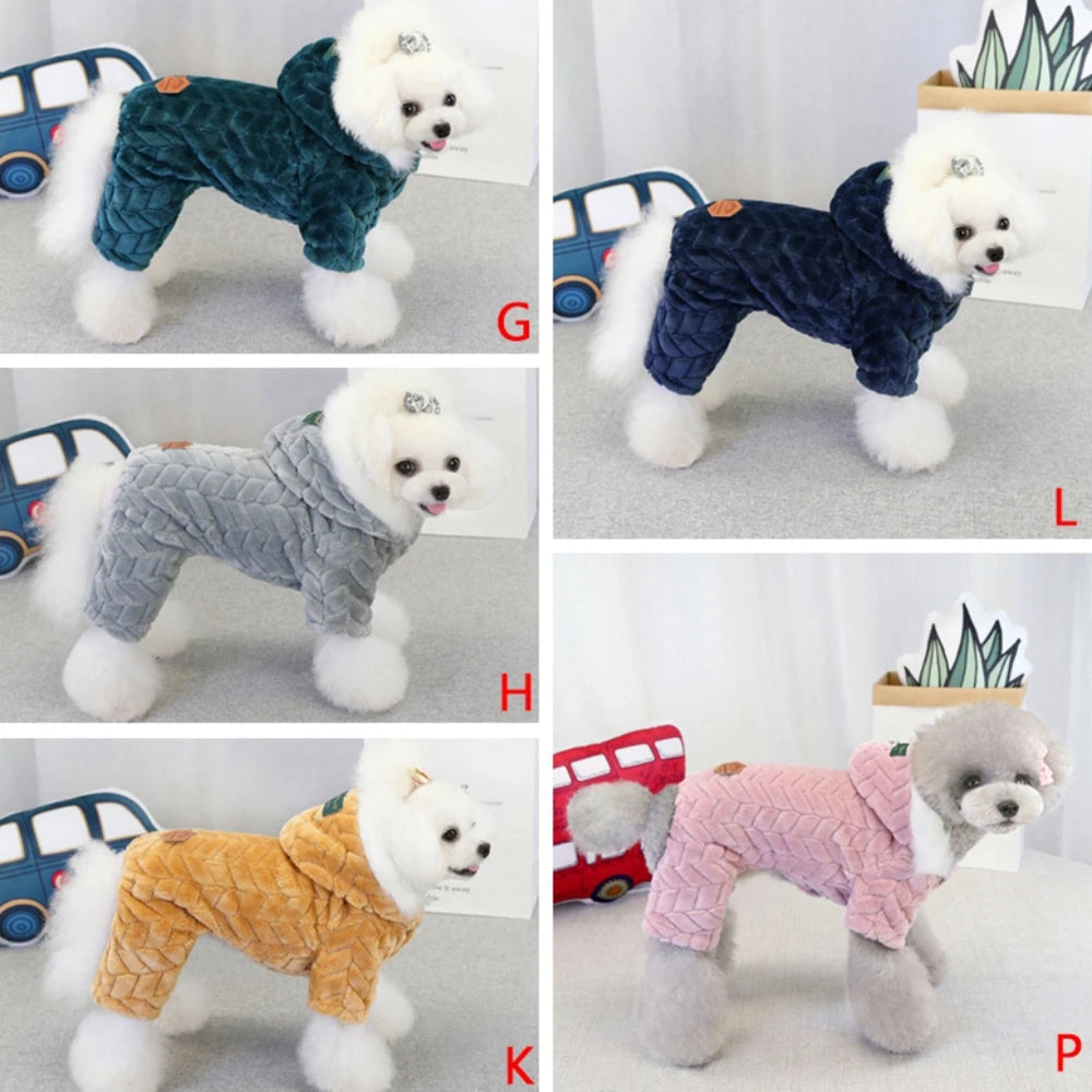 Winter Warm Thicken Dog Jumpsuits Pet Puppy With Hoodie Jacket Coat