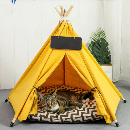 Pet Teepee Dog Cat Bed Tent with Thick Cushion