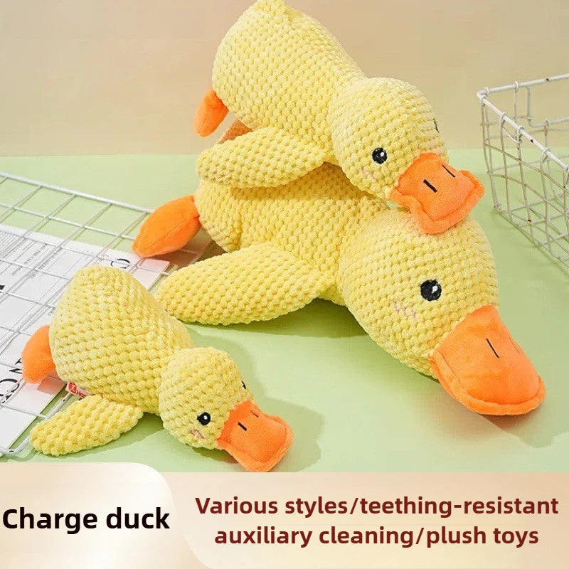Bite Resistant Plush Dog Toy Duck Shape Interactive Chew Proof