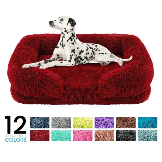 Cozy Plush Dog Sofa Bed Square Beds Washable Warm Pet Cushion