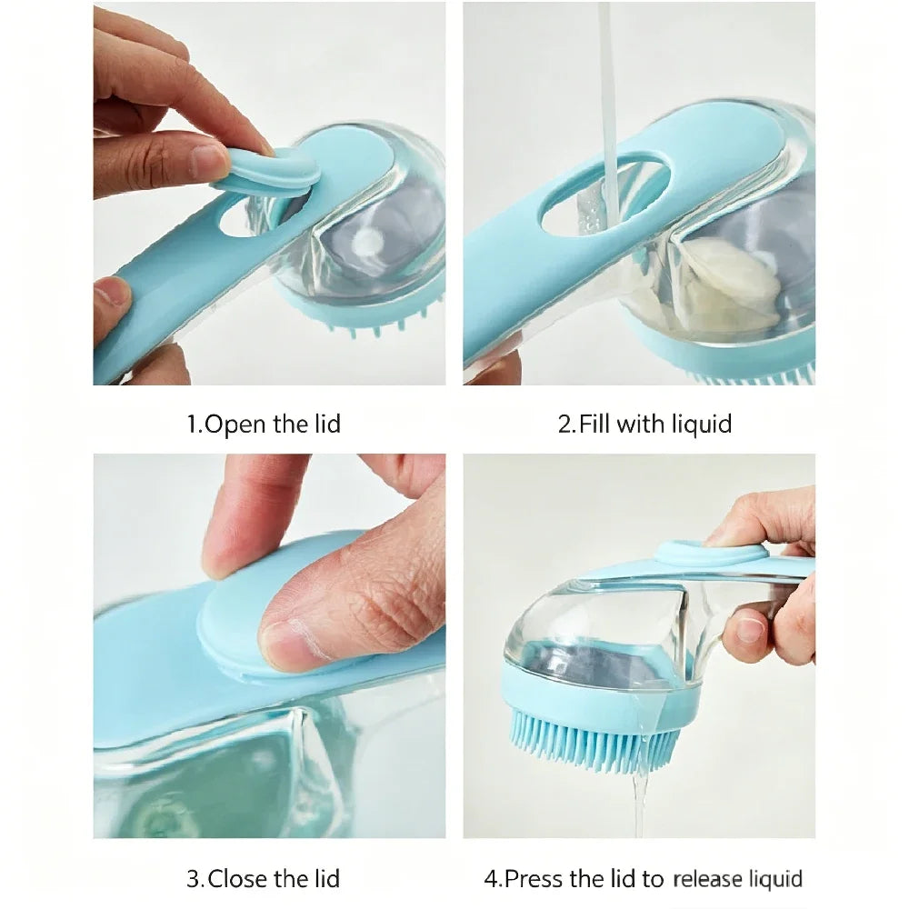 Pet Bathing Brush Long Handle Dog Cleaning Brush